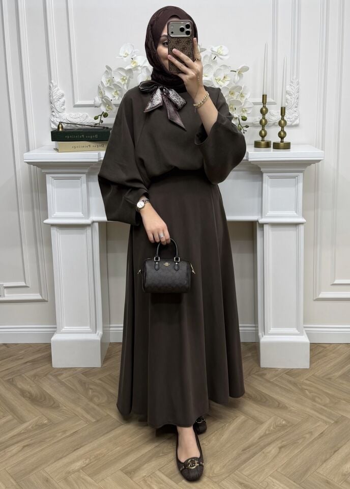 Alina Fularlı Qupra Takım Kahve