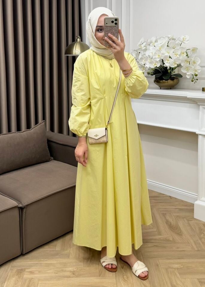 Pera Pamuk Elbise Sarı