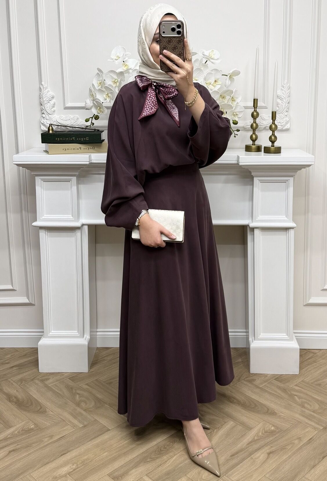 Alina Fularlı Qupra Takım Mürdüm