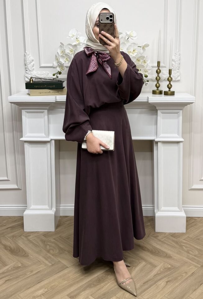 Alina Fularlı Qupra Takım Mürdüm