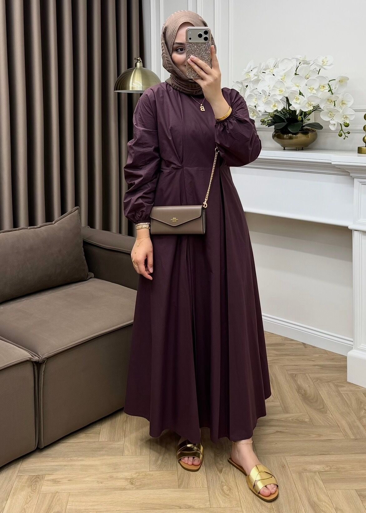 Pera Pamuk Elbise Mürdüm