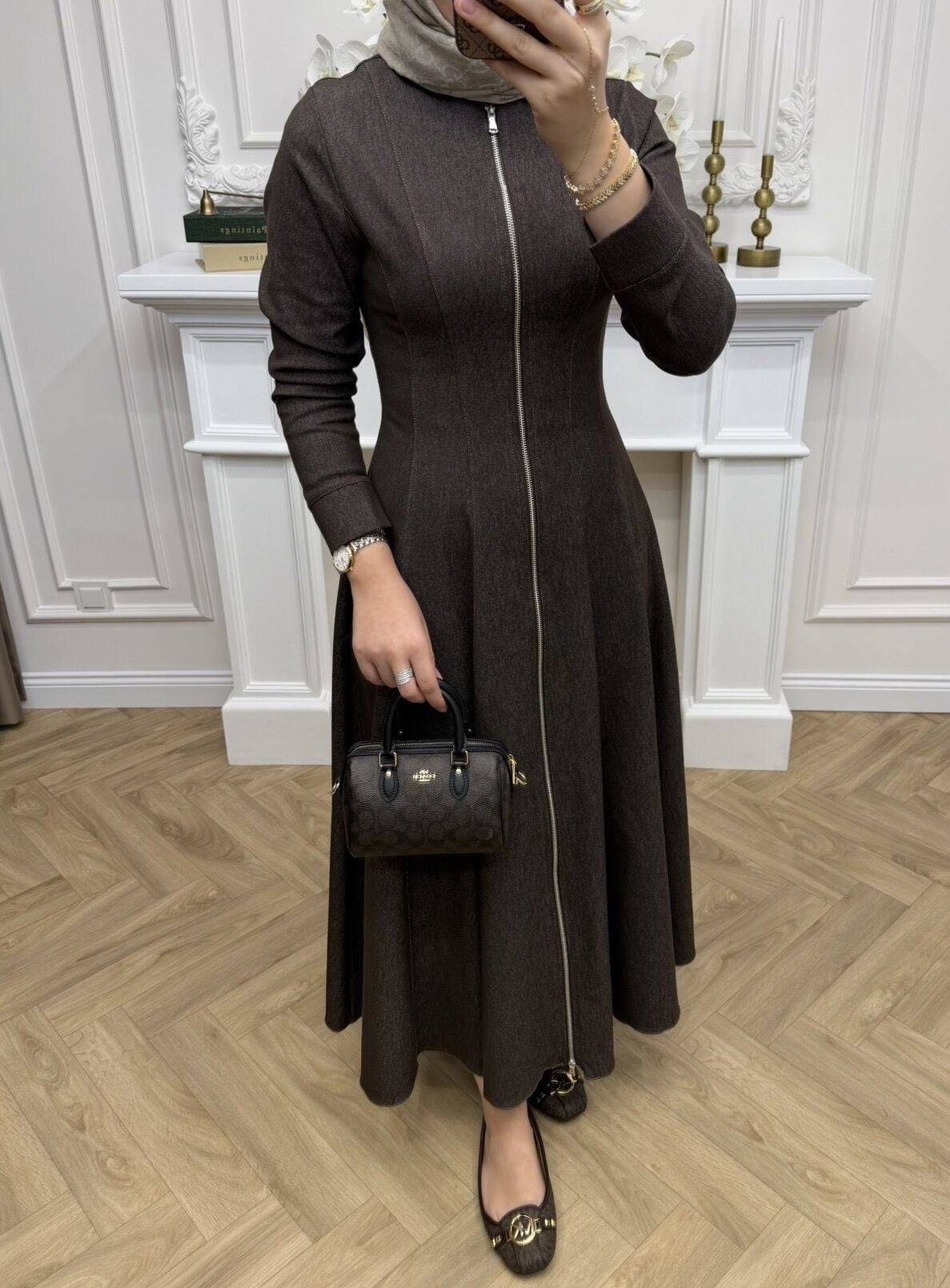 Kayla Denim Elbise Kahve