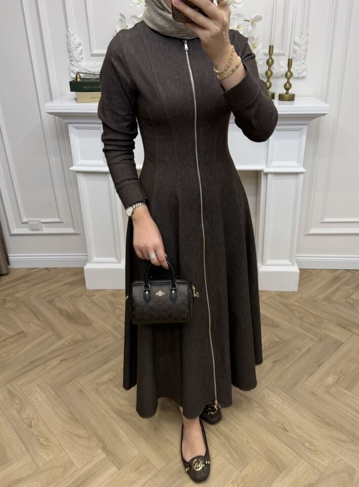 Kayla Denim Elbise Kahve