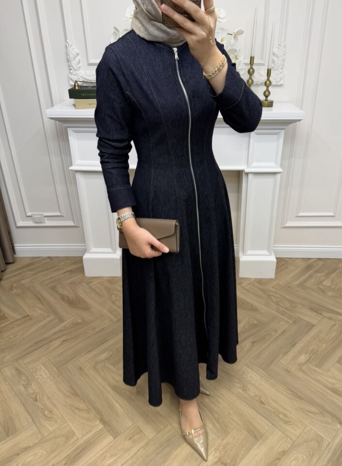 Kayla Denim Elbise Lacivert