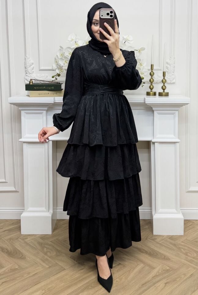 Talya Cupra Elbise Siyah