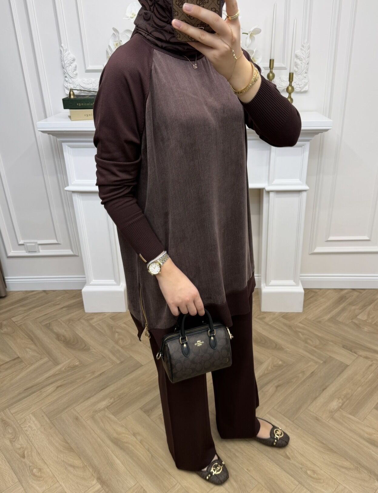 Baha Qupra Detaylı Merserize Takım Kahve