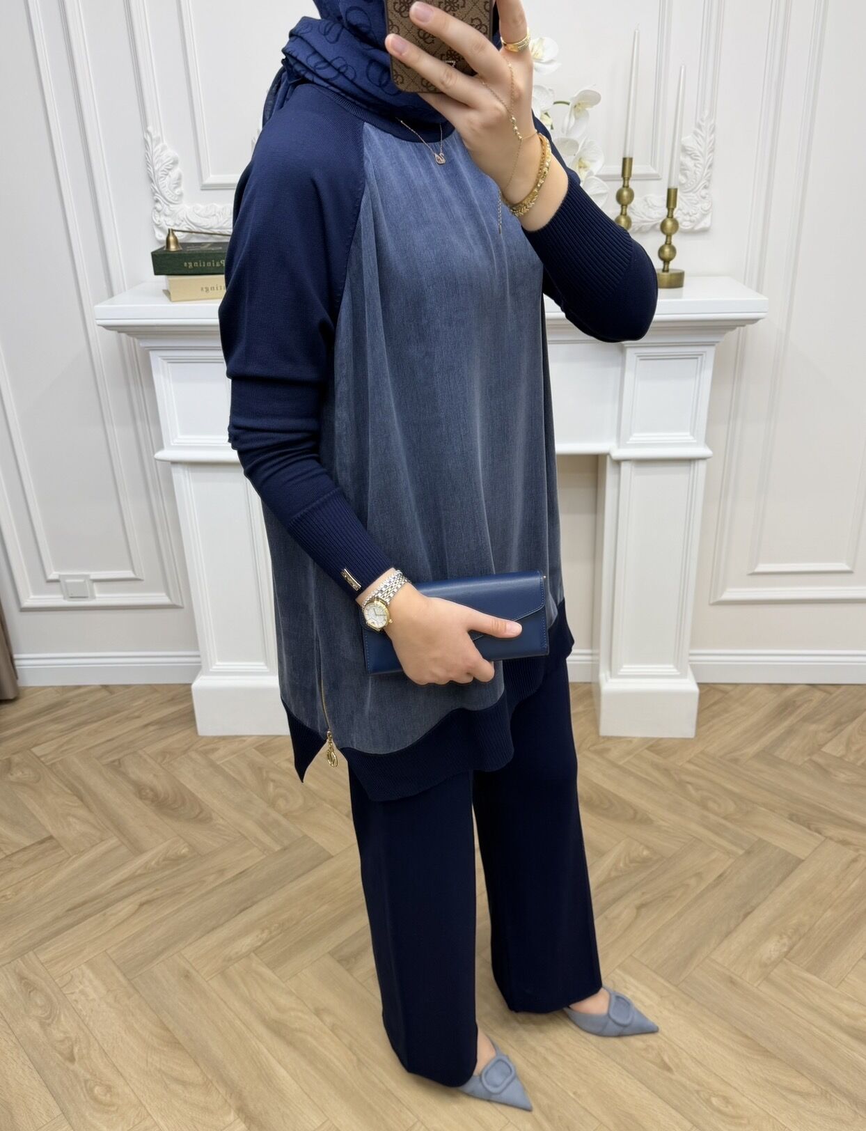 Baha Qupra Detaylı Merserize Takım Lacivert