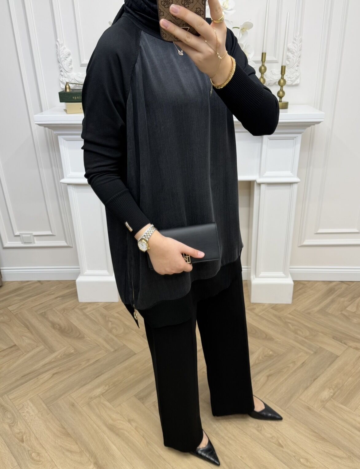 Baha Qupra Detaylı Merserize Takım Siyah