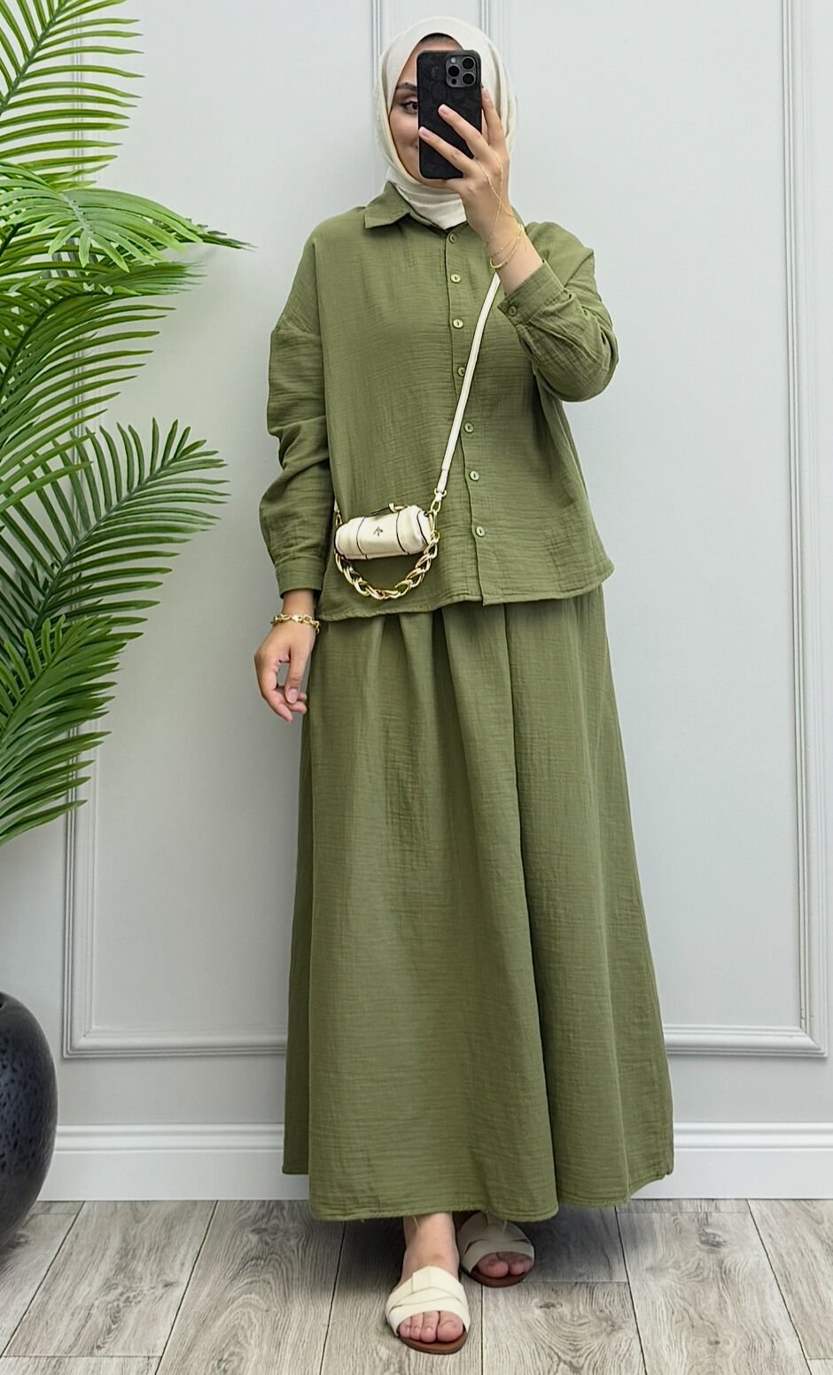 Polly Müslin Takım Haki