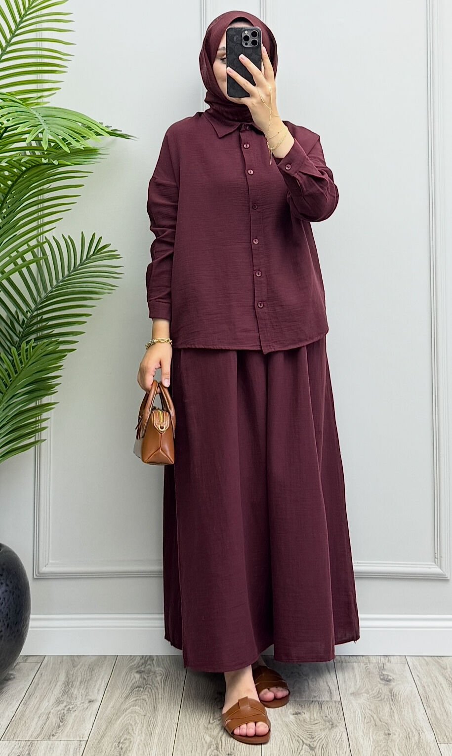 Polly Müslin Takım Bordo