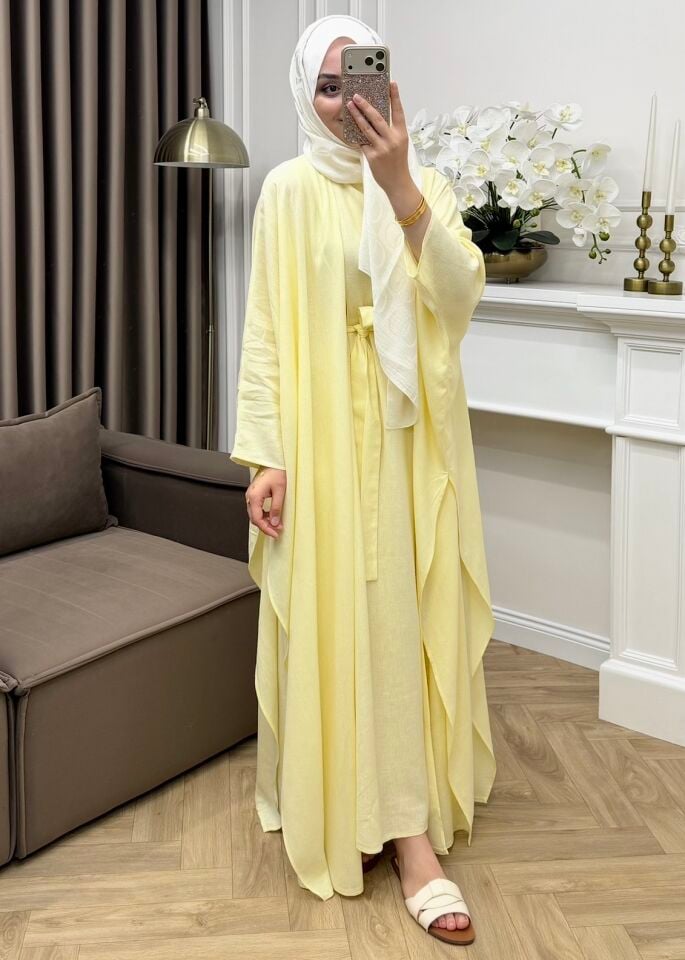 Arya Keten Abaya Takım Sarı
