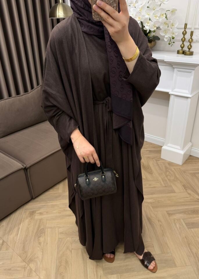 Arya Keten Abaya Takım Kahve