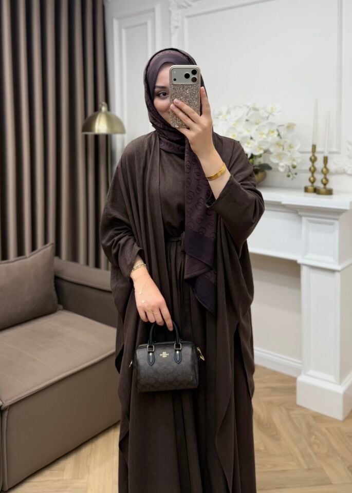 Arya Keten Abaya Takım Kahve