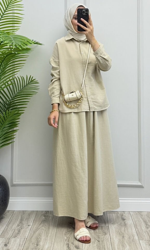 Polly Müslin Takım Bej