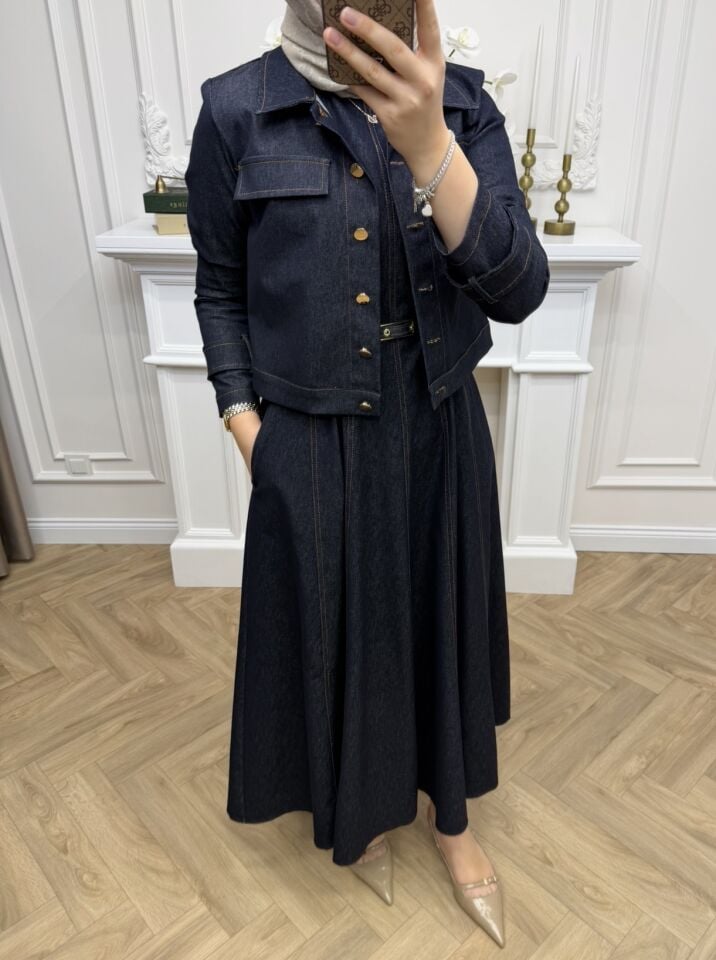 Valen Ceketli Kot Elbiseli Takım Lacivert (Ön Sipariş)