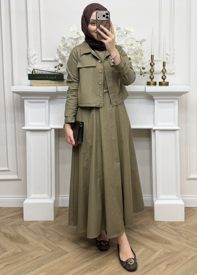 Valen Ceketli Kot Elbiseli Takım Haki