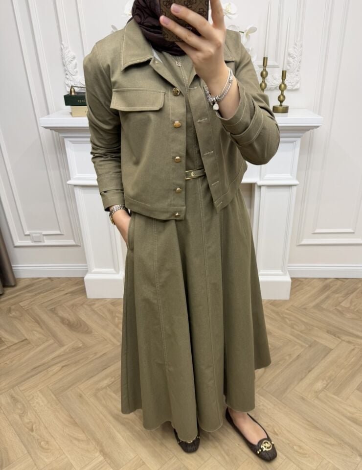 Valen Ceketli Kot Elbiseli Takım Haki