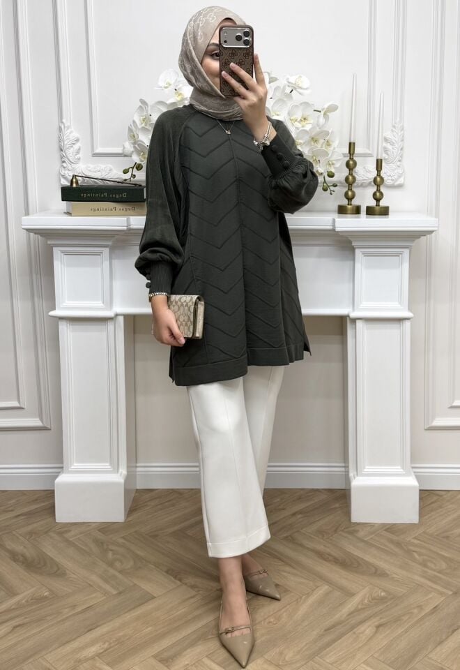 Jasmin Qupra Merserize Tunik Haki