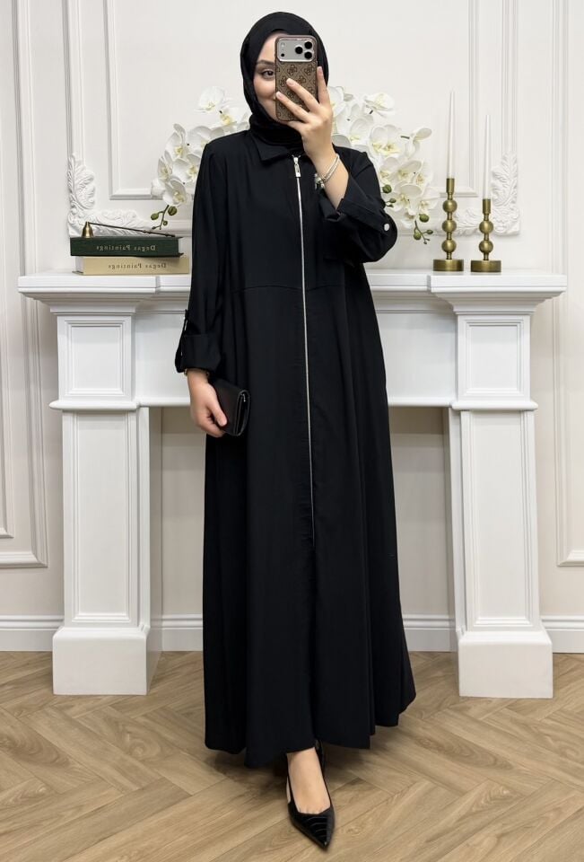 Hesa Fermuarlı Elbise Siyah